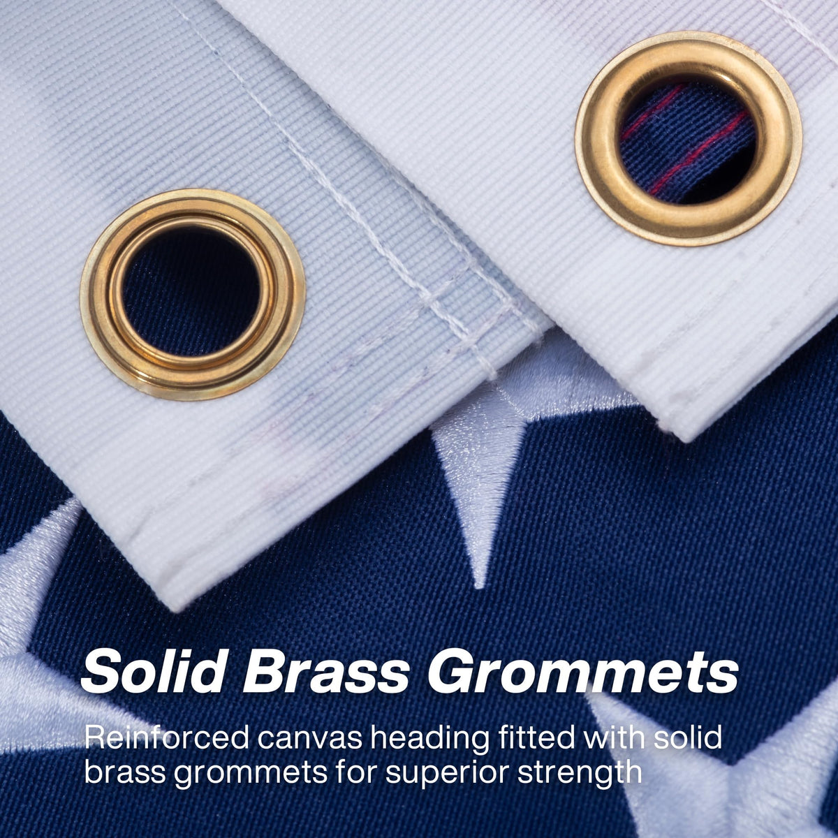 AUYRE brass grommets close-up for secure mounting on a flagpole