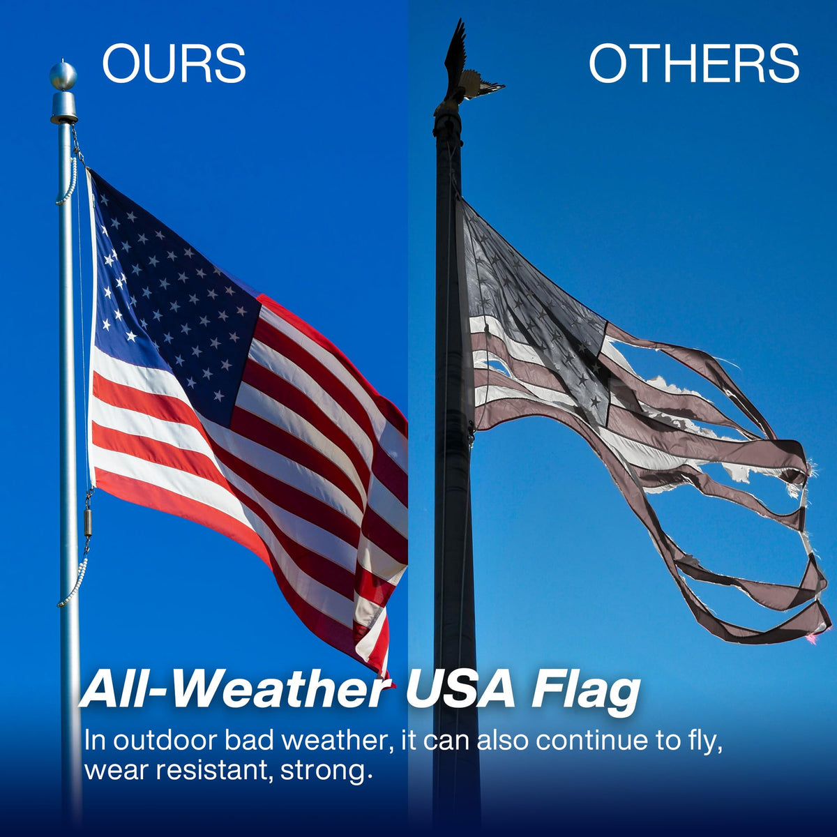 AUYRE outdoor flag waving in sunlight demonstrates patriotic display