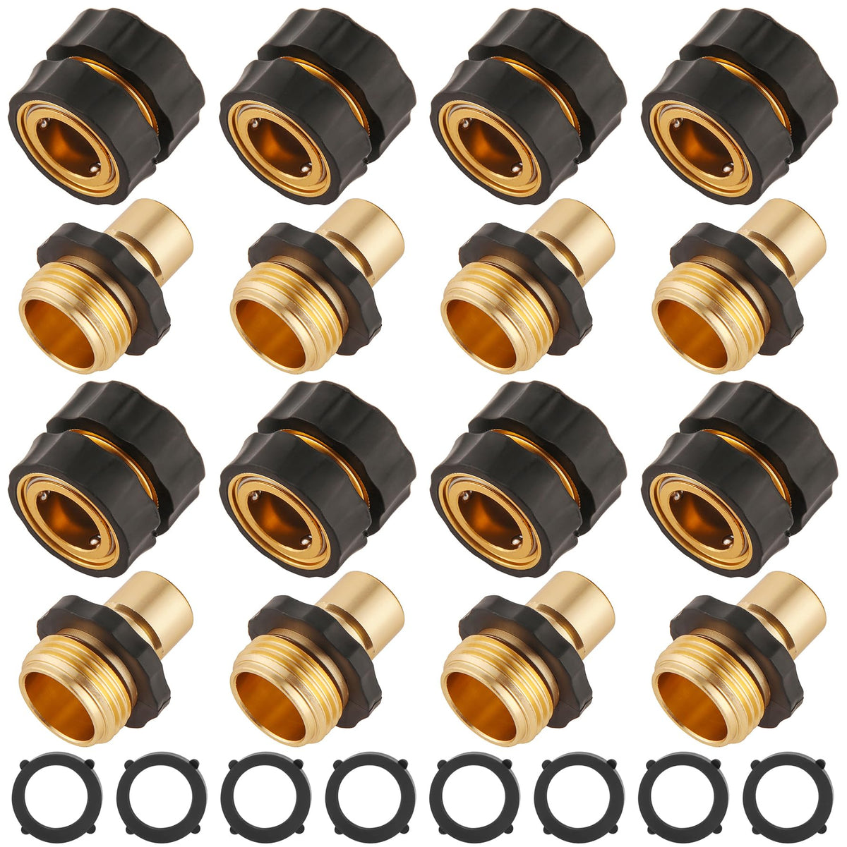 AuySier 8-set quick connect hose fittings for fast, leak-free garden connections.