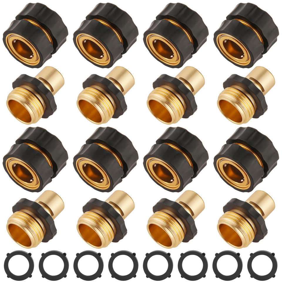 AuySier 8-set quick connect hose fittings for fast, leak-free garden connections.