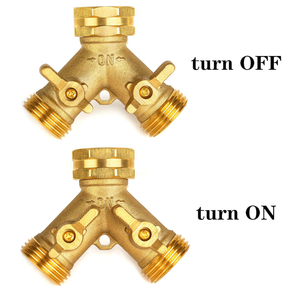 Close-up of AuySier two-way splitter valve highlighting leak-free seals.