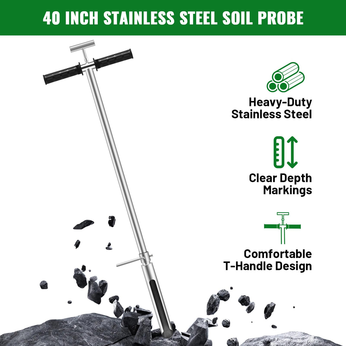 AUZEKER stainless steel core sampler showing durable construction for repeated use.