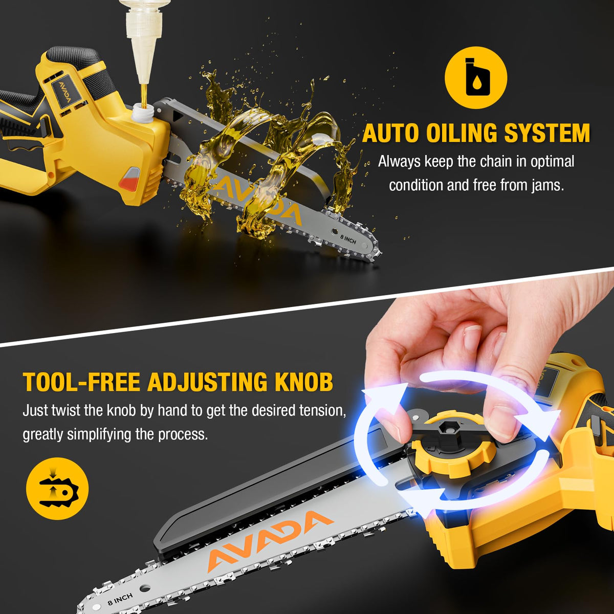 AVADA tool-free setup and auto tension simplify maintenance
