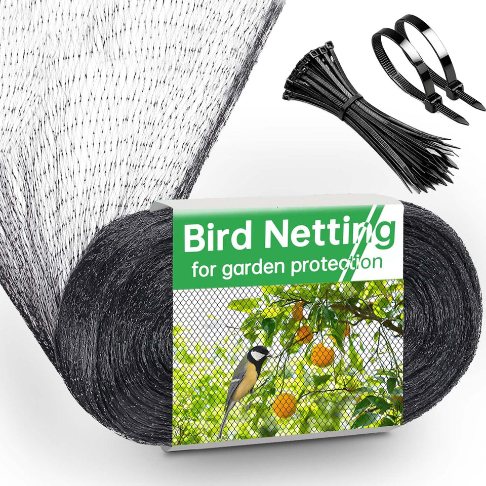 Avagiaforu bird netting over a 13x32 ft garden bed protects vegetables from birds.