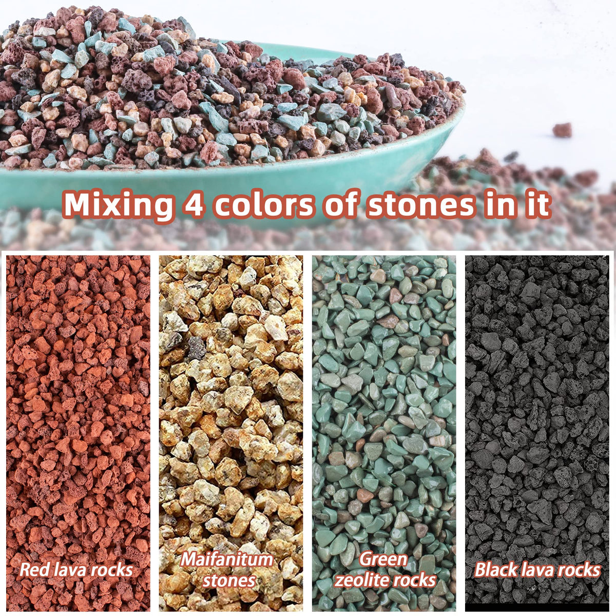 Avalution lava rock mix showcases vibrant colors for terrarium projects.
