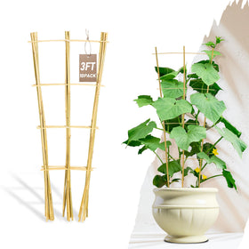 Avalution bamboo trellis 3ft ladder design supports indoor potted plants.
