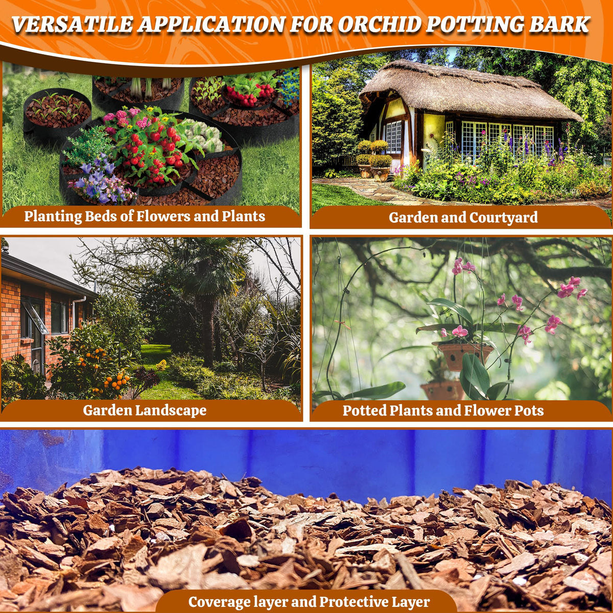 Avalution Orchid Bark 3qt packaging offers easy storage and ready-to-use mulch.