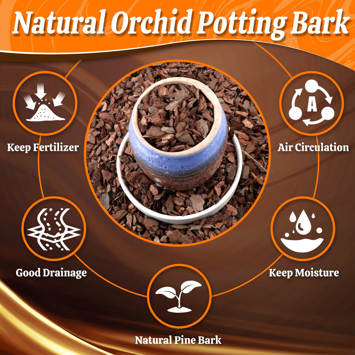 Avalution Orchid Bark aeration and drainage improve airflow for robust roots.