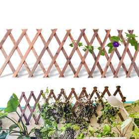 Avalution retractable wooden lattice panel outdoors supports climbing vines