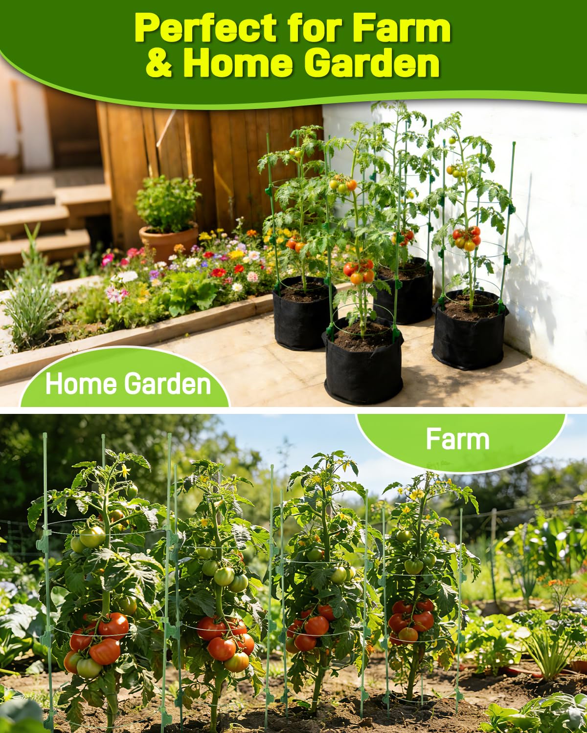 Avalution tomato cage sliding clips enable easy height adjustment as plants grow.