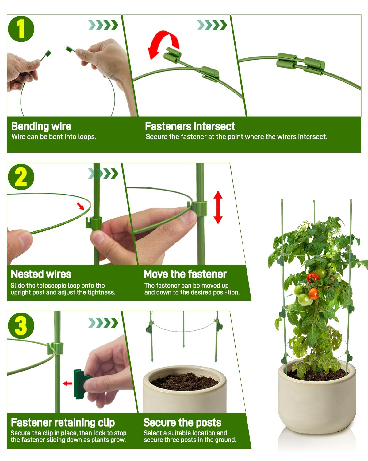 Avalution tomato cage offers stable support for heavy vines and climbing vegetables.