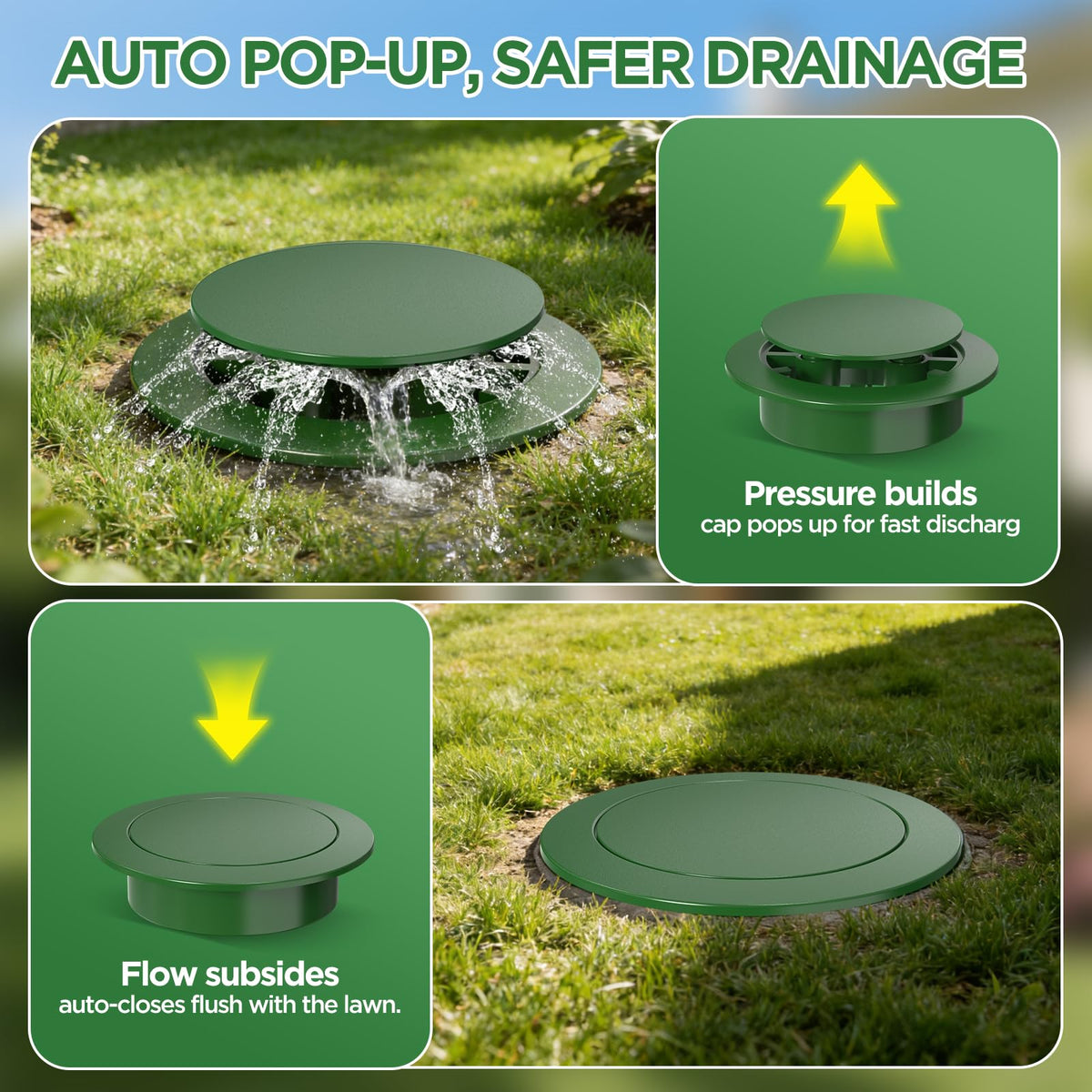 Avanhitch Pop Up Drainage Emitter fourinch-connection demonstrates compatibility with standard fittings.