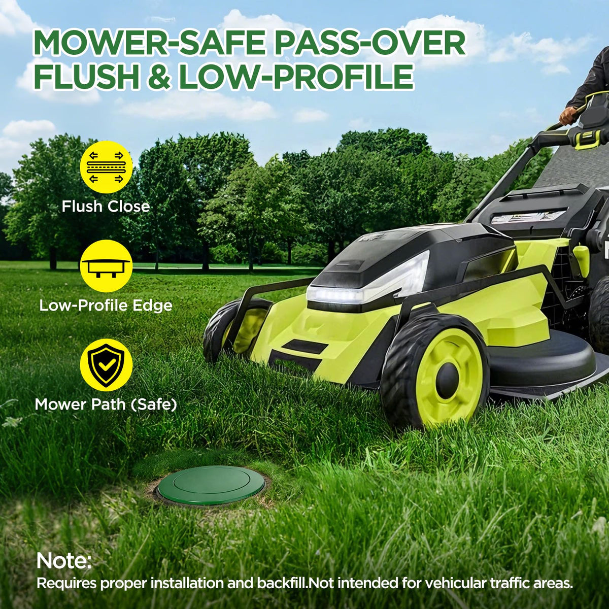 Avanhitch Pop Up Drainage Emitter on-lawn shows discreet drainage solution.