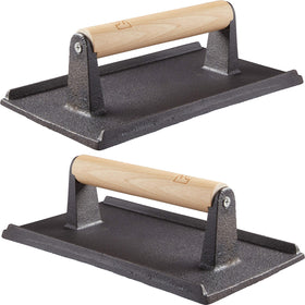 Avant Grub pro-grade cast-iron grill weight pair for even sear on grills