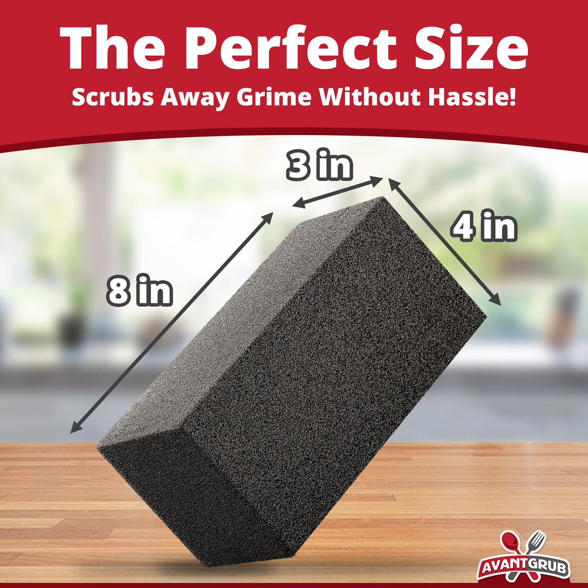 Avant Grub pumice stone surface cleaner safely scrubs hot grills without harsh chemicals