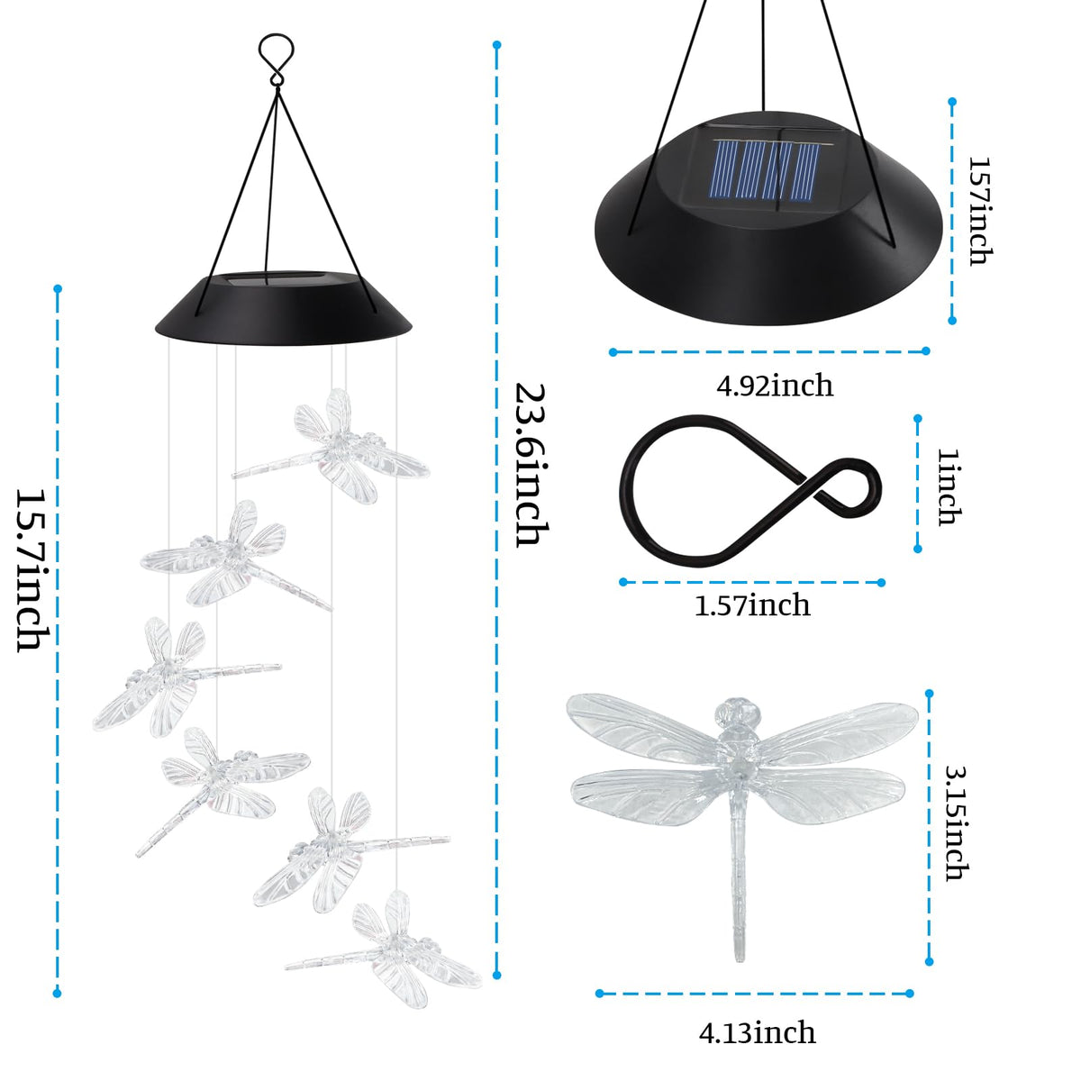 AVEKI dragonfly wind chime with night glow for mood lighting.