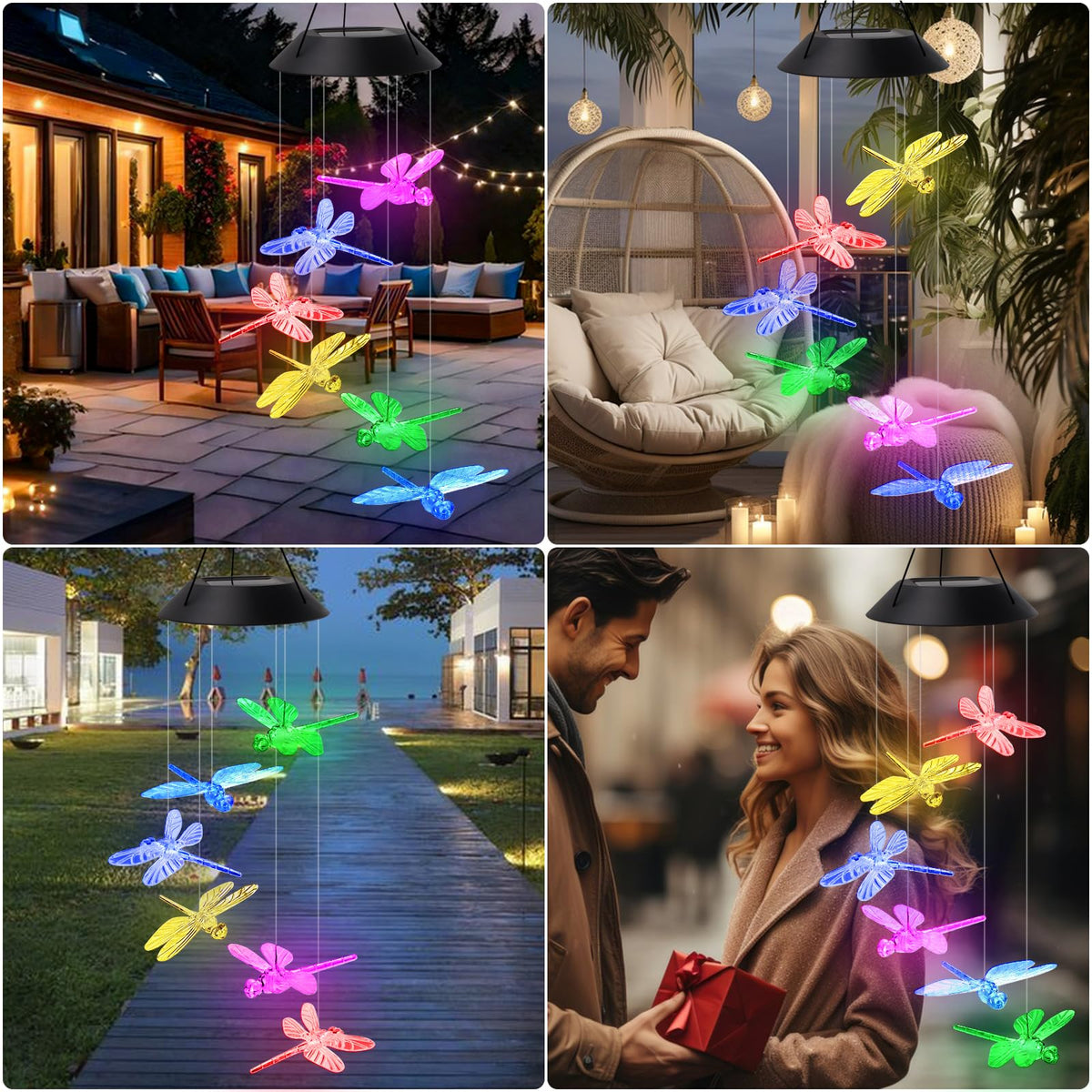 AVEKI solar wind chimes brighten garden decor and yard celebrations.