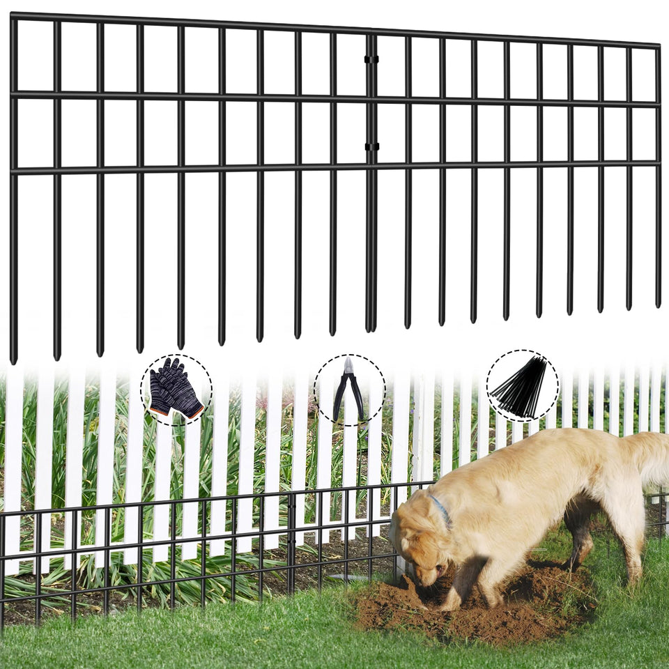 AVELOTUUG 10-panel fence shows a no-dig yard barrier for safety