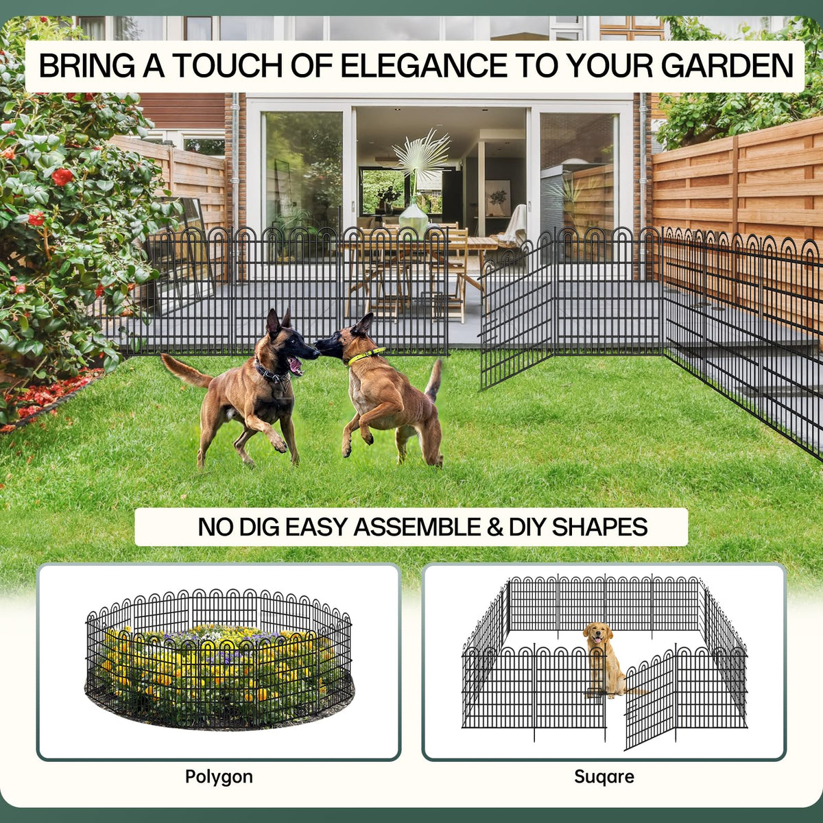 AVELOTUUG decorative fence blends with yard aesthetics without blocking view.