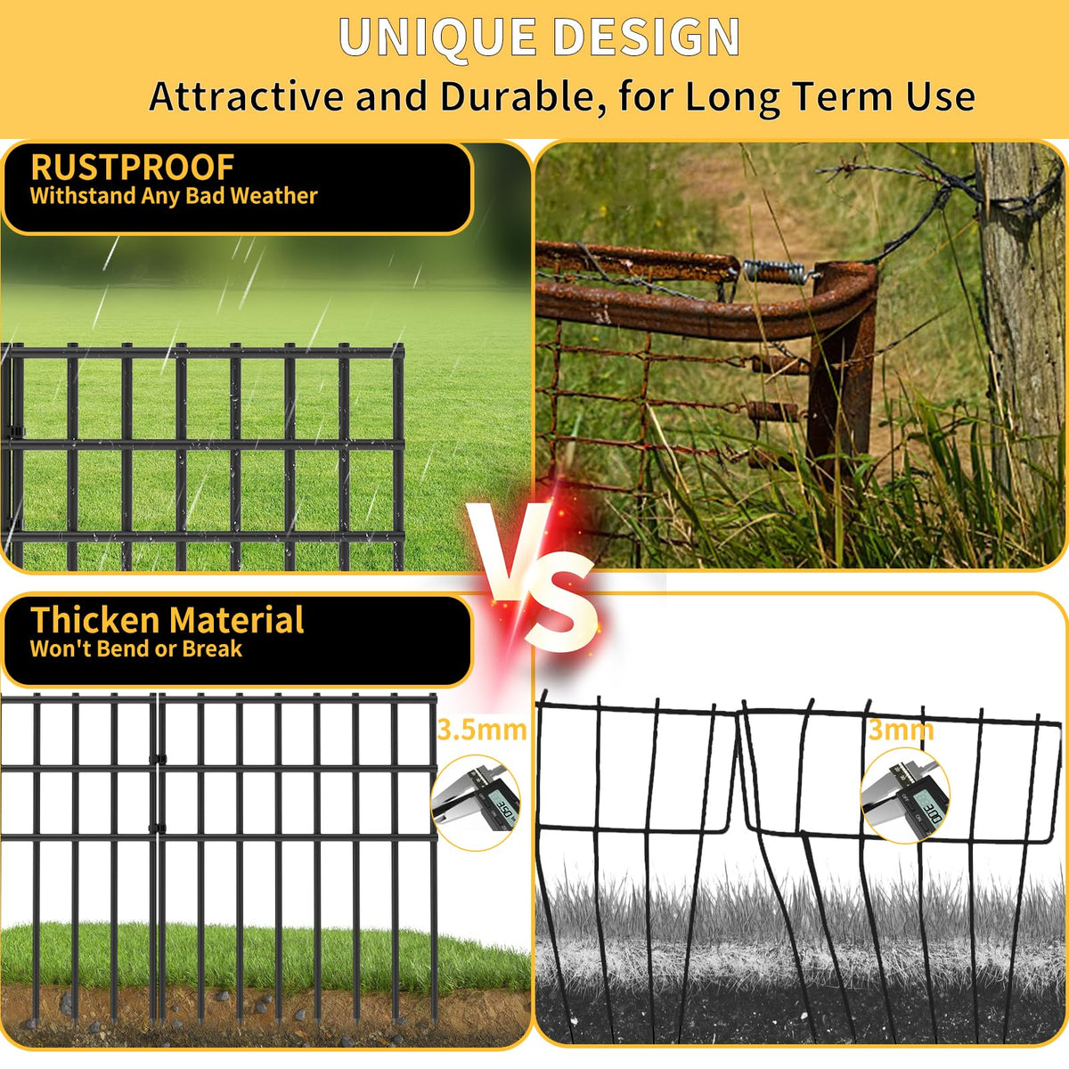 AVELOTUUG garden fence rustproof finish resists weather for outdoor use