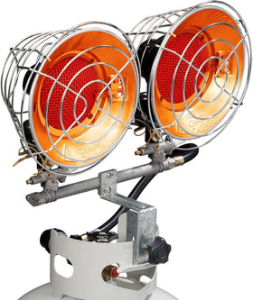 Avenger FBDTP30 front view with dual-burner infrared heater for outdoor patios.
