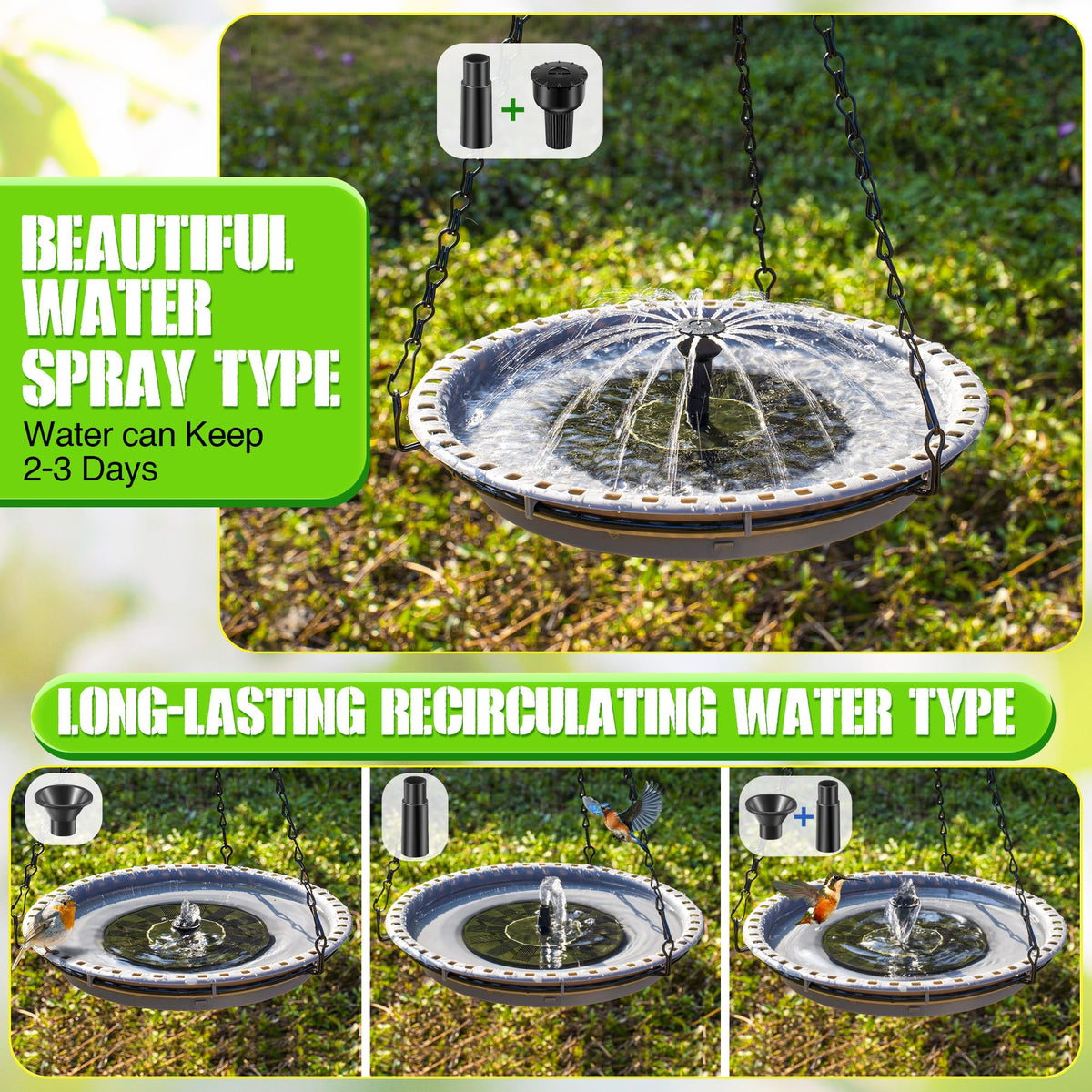 Avenuebool bird bath with four patterns adds dynamic garden ambiance.