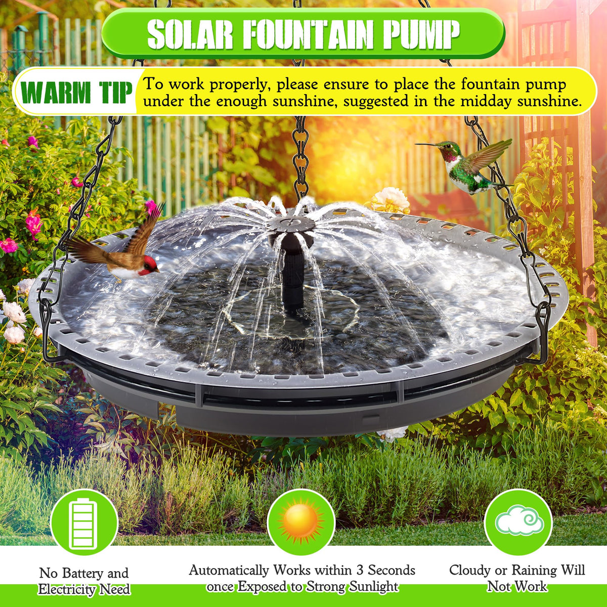Avenuebool solar fountain nozzle pattern one creates a graceful yard spray.