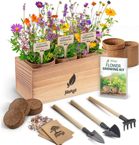 AVERGO Wildflower Seed Mix Kit packaging shows an all-in-one indoor garden starter.