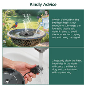 Avinory 1W outdoor garden fountain setup for bird bath and pond