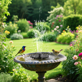 Avinory 1W solar fountain with six nozzles showcasing versatile water styles
