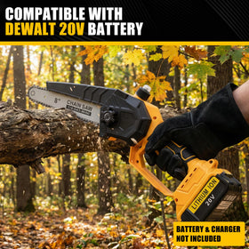 Avitomo 8-inch detachable chainsaw ready for precise ground-level pruning.