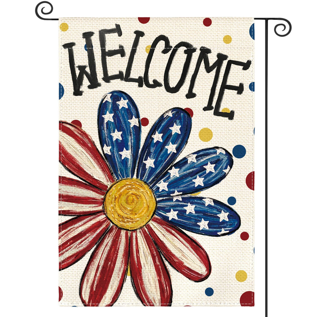 AVOIN colorlife 4th of July flag, double-sided, welcomes guests outdoors.