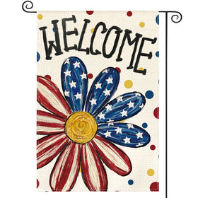 AVOIN colorlife 4th of July flag, double-sided, welcomes guests outdoors.