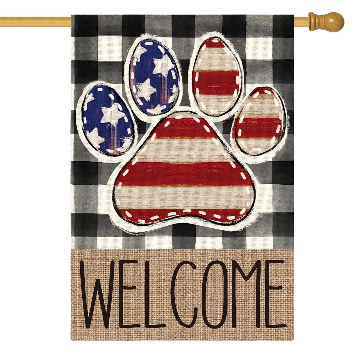 AVOIN colorlife American Flag Paw Print flag for outdoor patriotic decor.