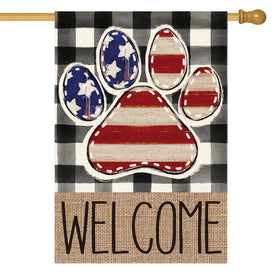 AVOIN colorlife American Flag Paw Print flag for outdoor patriotic decor.