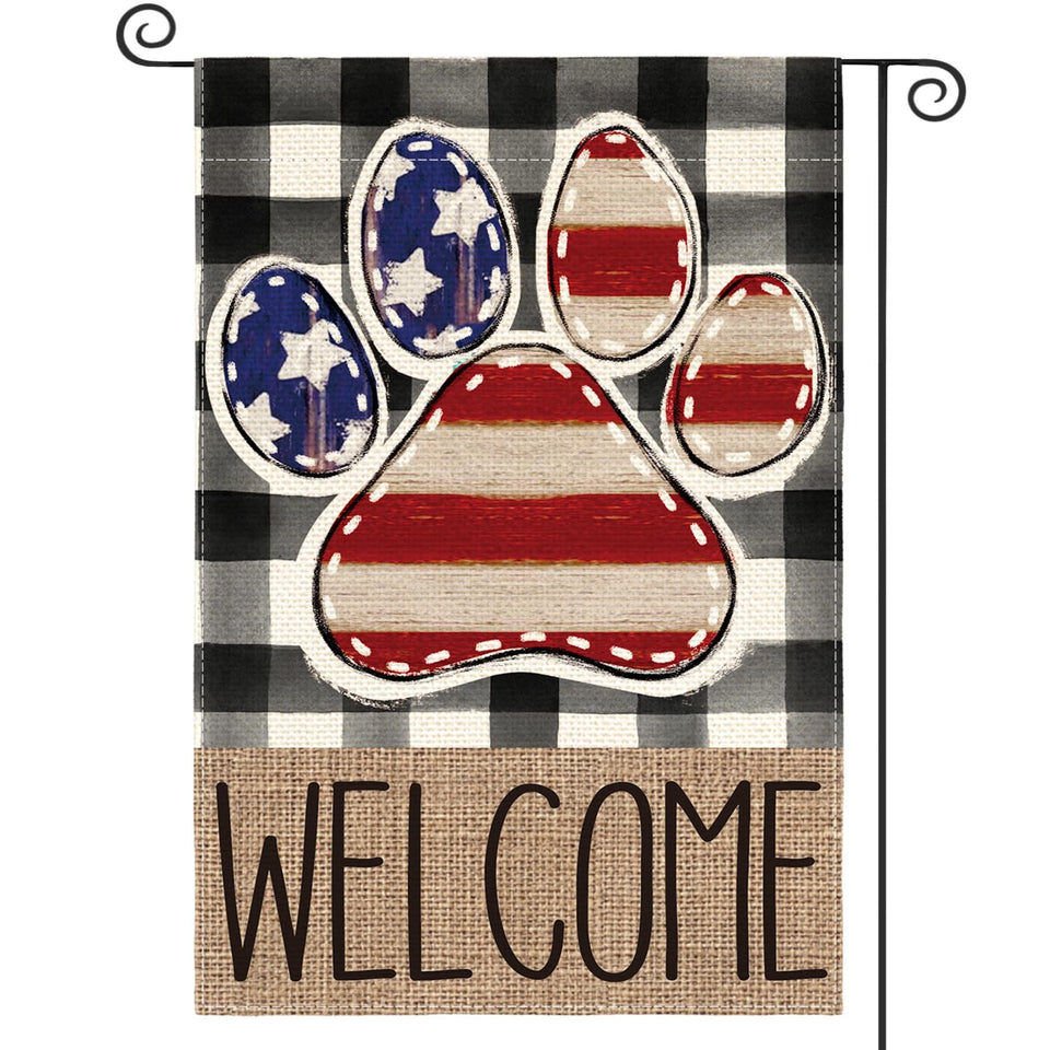 AVOIN colorlife American flag paw print garden flag 12x18, double-sided outdoor display