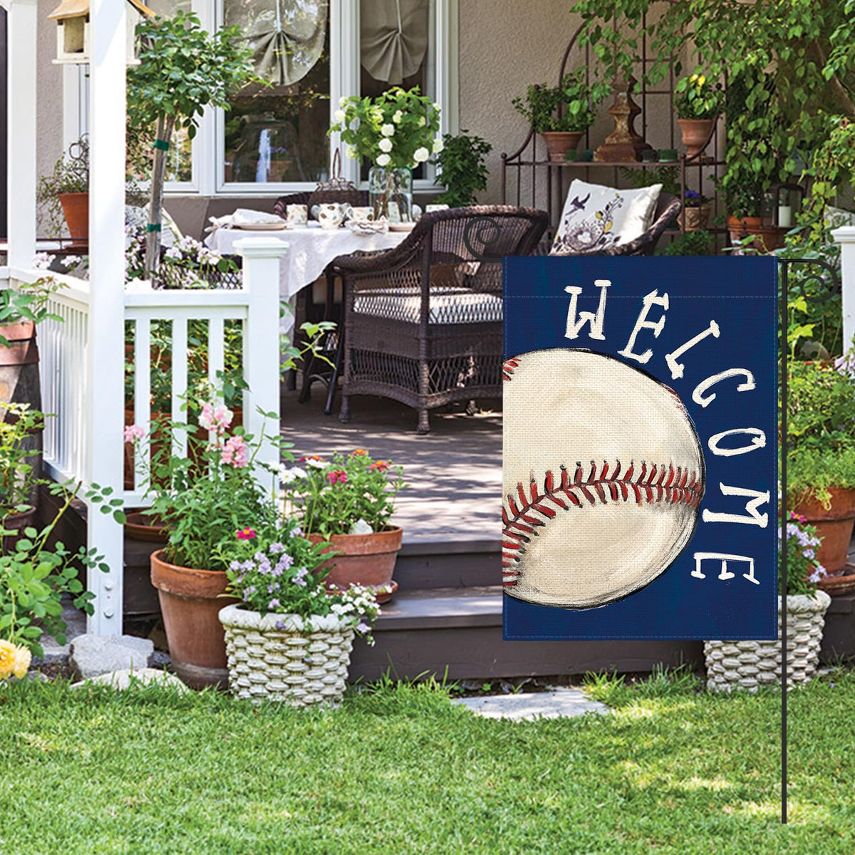 AVOIN colorlife double-sided flag with readable text from both sides for yard display