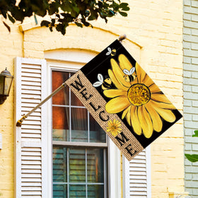AVOIN colorlife bee sunflower flag back view showing double-sided visibility.