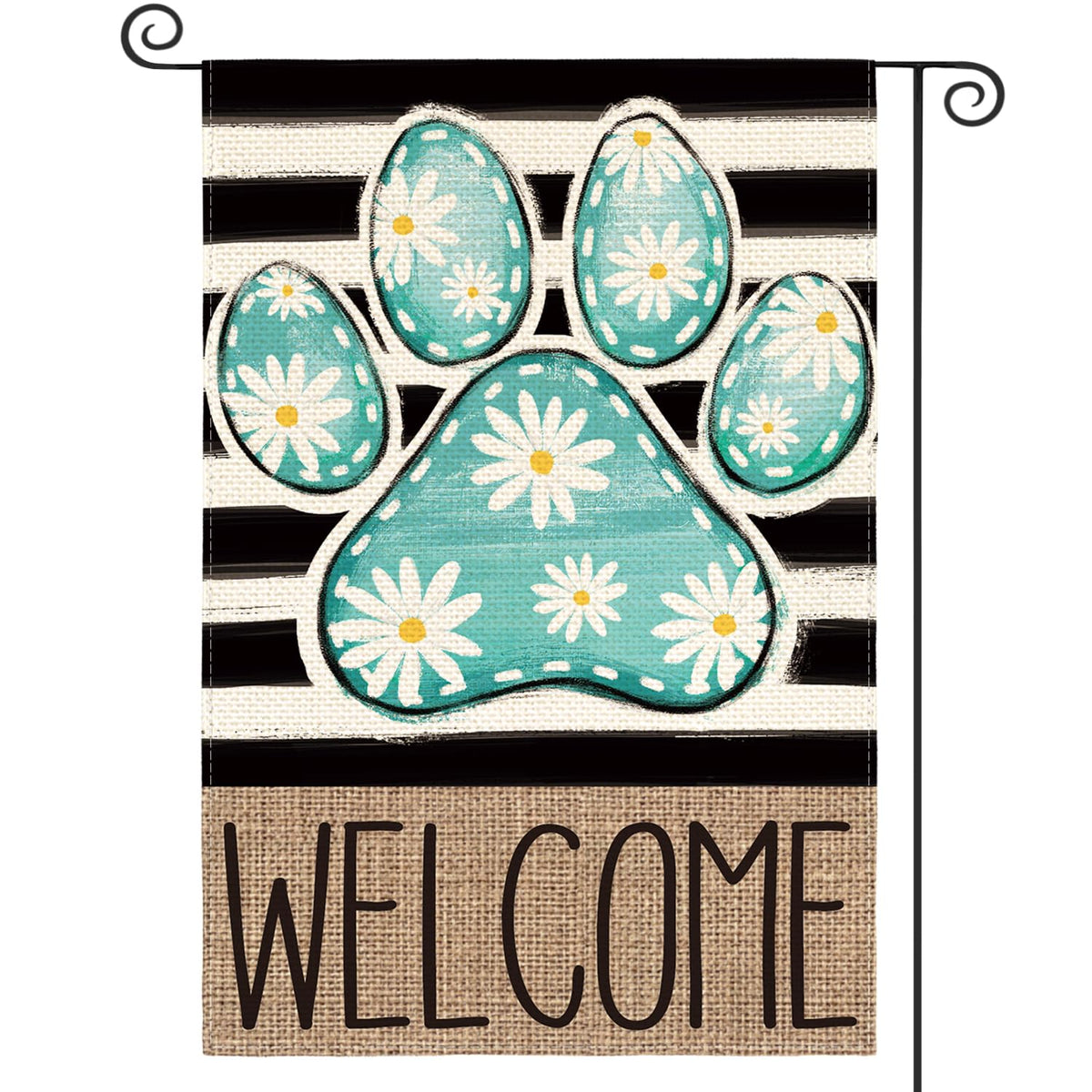 AVOIN colorlife blue paw print flag front view adds welcoming curb appeal.
