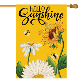 AVOIN colorlife Daisy Sunflower Hello Sunshine flag front view for cheerful outdoor decor.