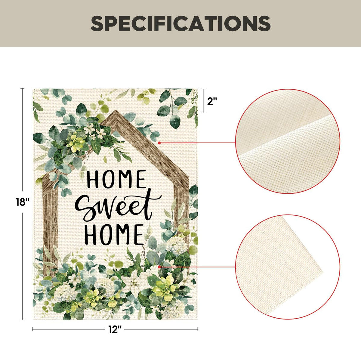 AVOIN colorlife Double-sided floral flag shows from both sides.