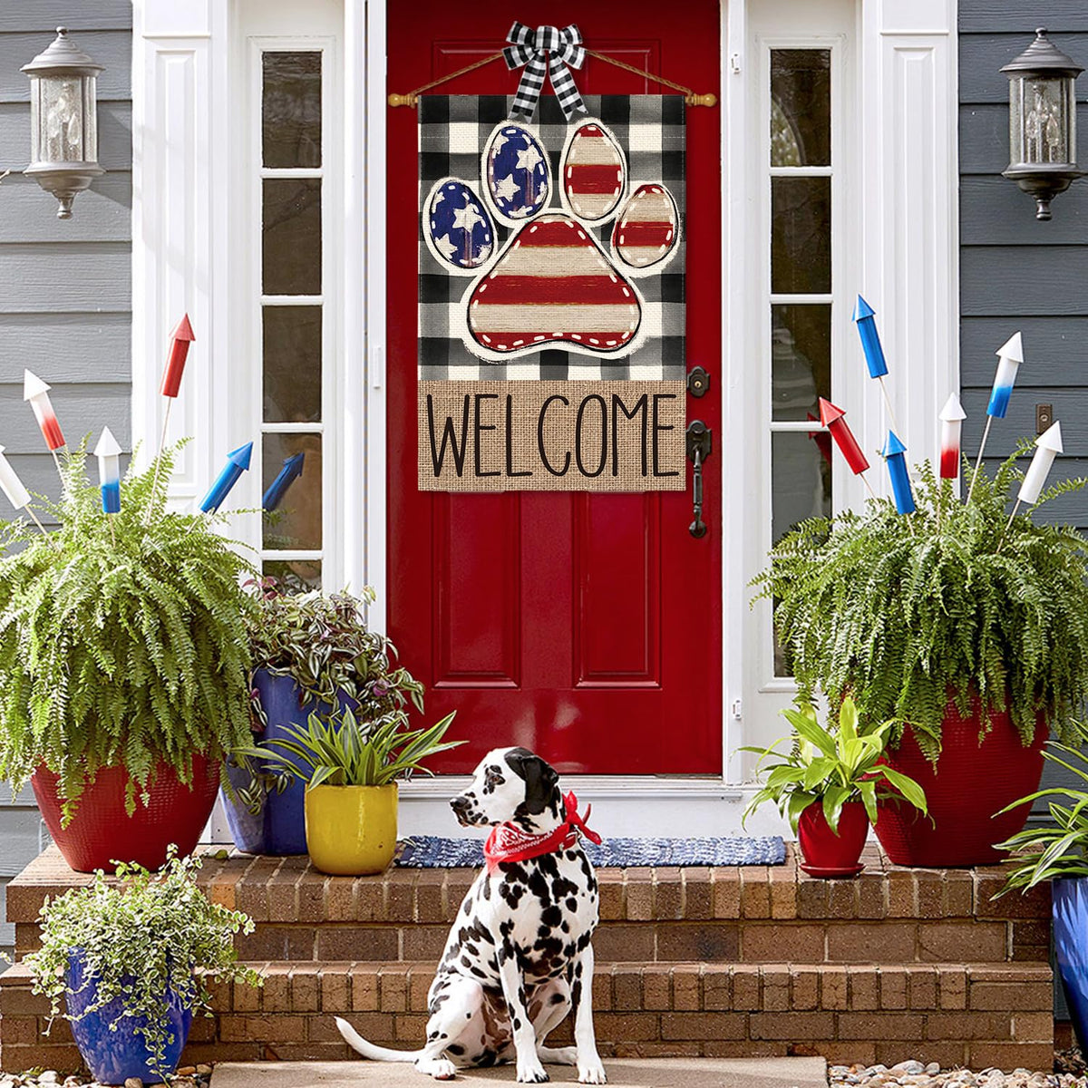 AVOIN colorlife double-sided paw print flag visible from both sides.