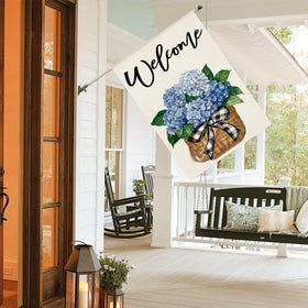 AVOIN colorlife double-sided floral welcome flag designed to be read from both sides