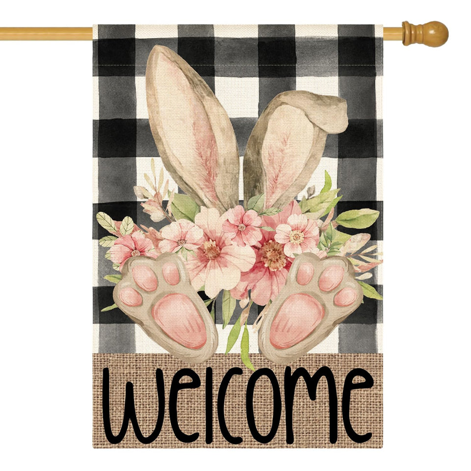 AVOIN colorlife Easter House Flag double-sided design for outdoor display.