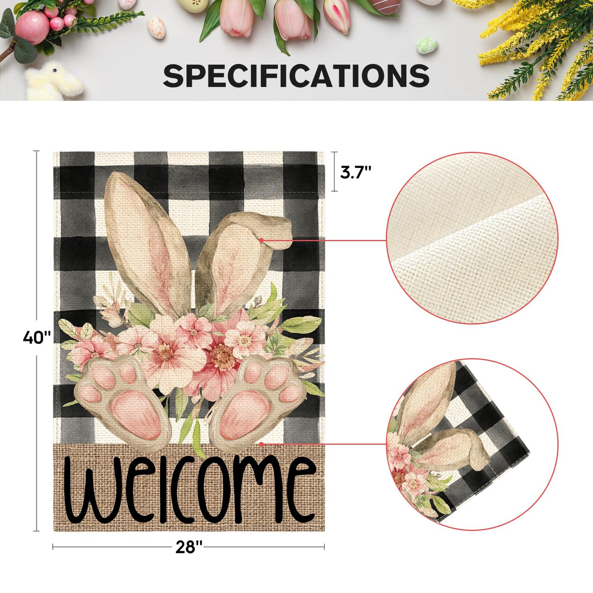 AVOIN colorlife Easter House Flag weather resistant polyester for outdoors.
