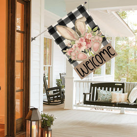AVOIN colorlife Easter House Flag welcomes guests from patio or garden.
