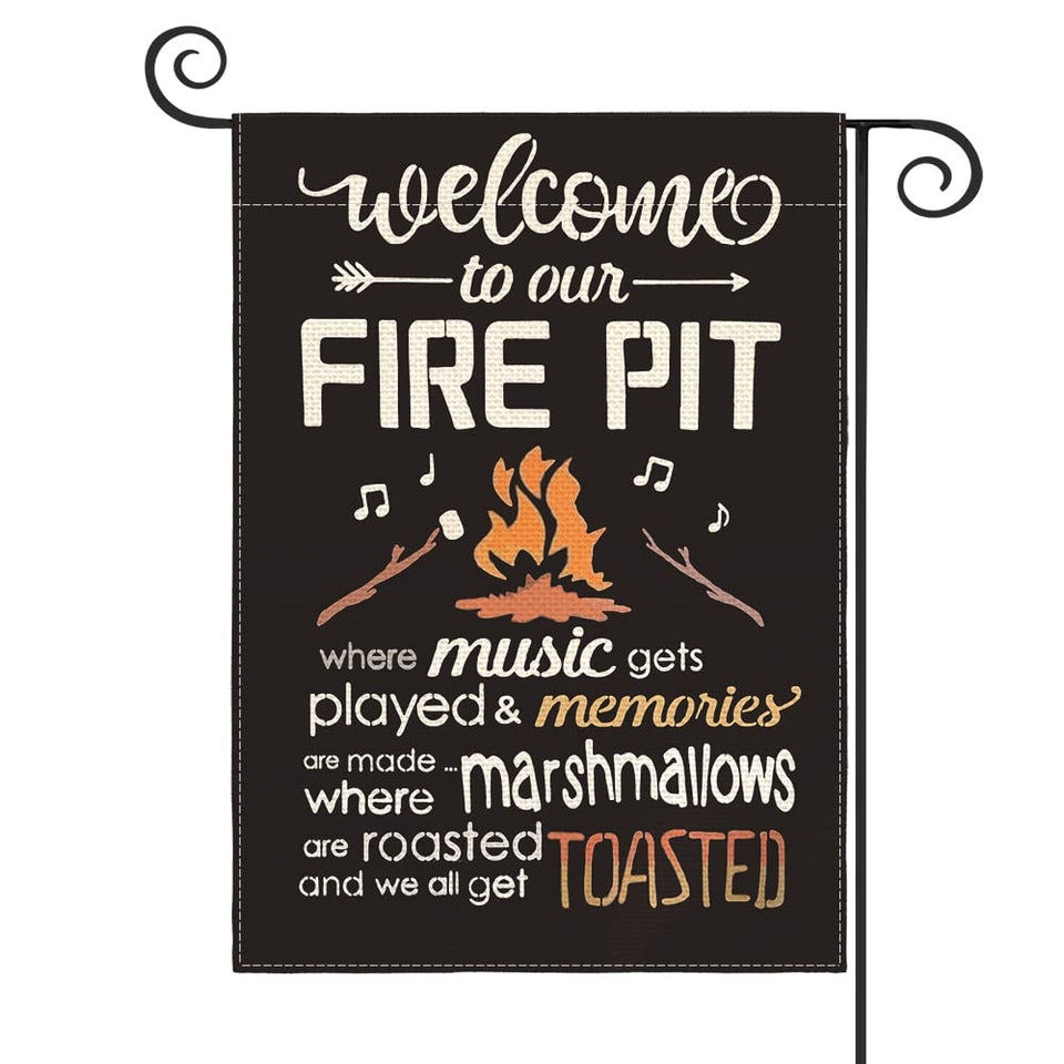 AVOIN colorlife fire pit flag, 12x18, double-sided, ideal for outdoor campsite decor.