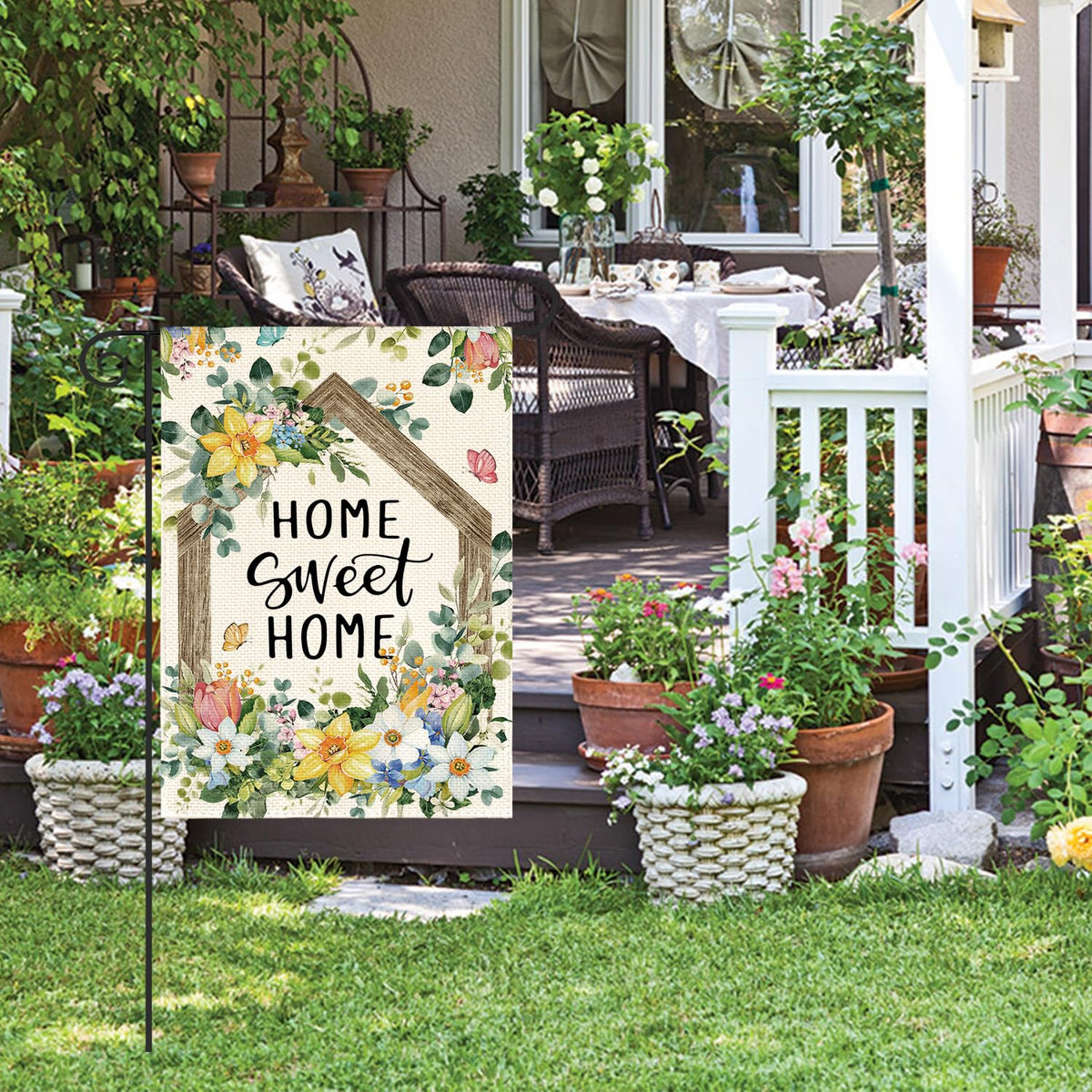 AVOIN colorlife Floral Spring Garden flag showcasing seasonal charm on your deck