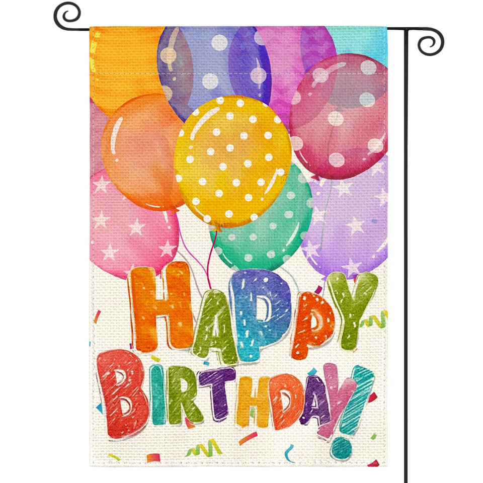 AVOIN colorlife Happy Birthday flag, front double-sided design for festive yard decor.