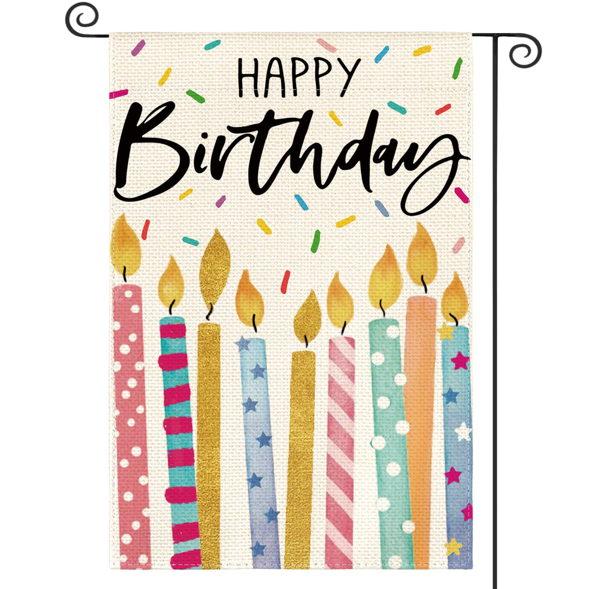 AVOIN colorlife Happy Birthday flag front view for outdoor birthday decor